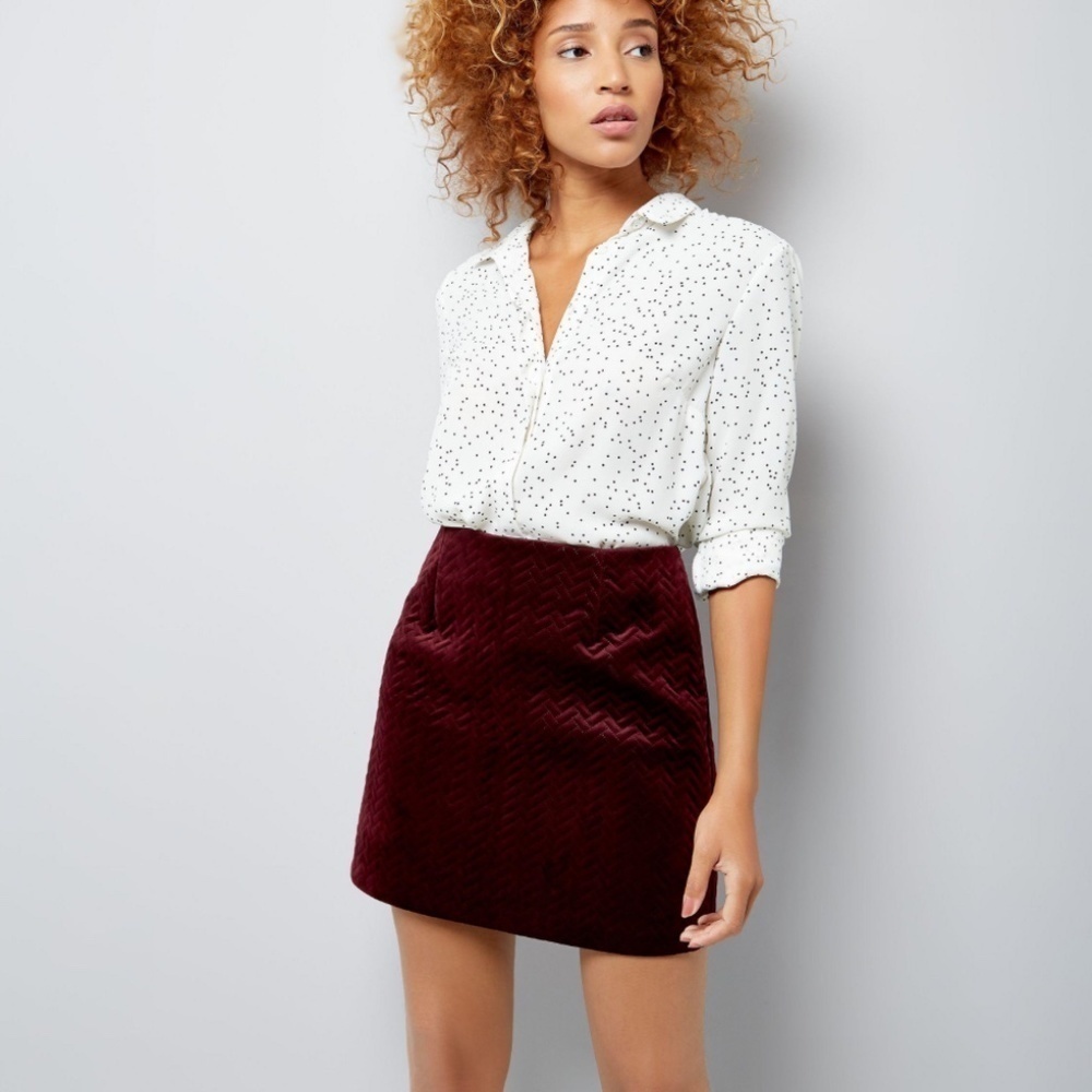 Black tape Mini Skirt Quilted Burgundy Plum Velvet Goth S